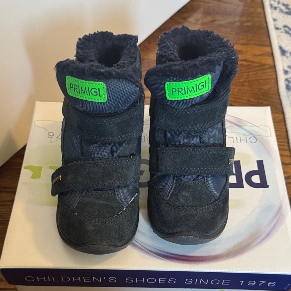 Primigi Dark Blue warm winter  Boots for kids with Green Accents size 27 euro